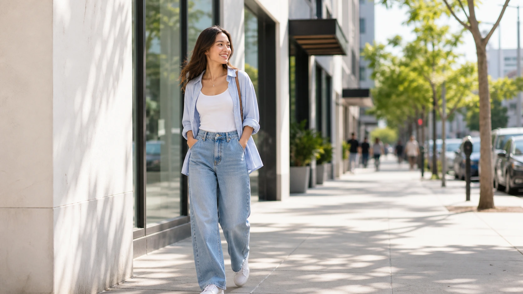 Ideas de poses para fotos de outfit en la calle